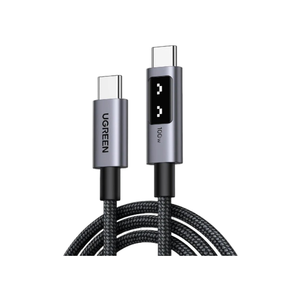 كابل يوجرين أونو تايب سي إلى تايب سي شحن سريع 100 وات مع شاشة LED موديل 35501 - أسود