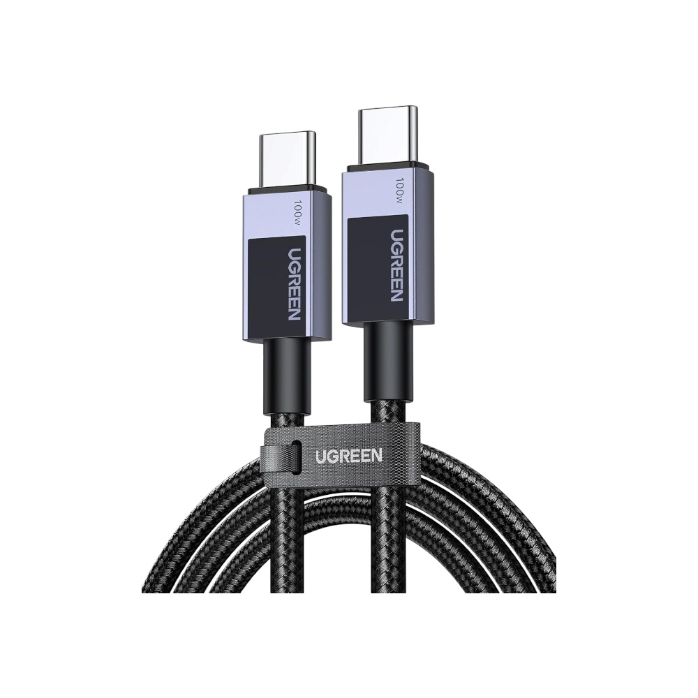 كابل يوجرين تايب سي إلى تايب سي نايلون مضفر شحن سريع 100 وات موديل 15266 - رمادي