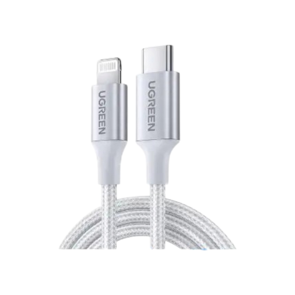 كابل يوجرين تايب سي إلى لايتنينج نايلون مضفر شحن سريع 36 وات موديل 70525 - فضي