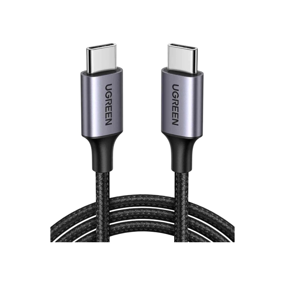 كابل يوجرين تايب سي إلى تايب سي نايلون مضفر شحن سريع 60 وات موديل 50152 - أسود