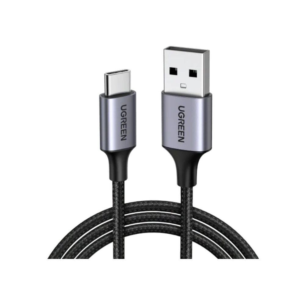 كابل يوجرين يو إس بي إلى تايب سي نايلون مضفر شحن سريع 3 أمبير موديل 60116 - أسود