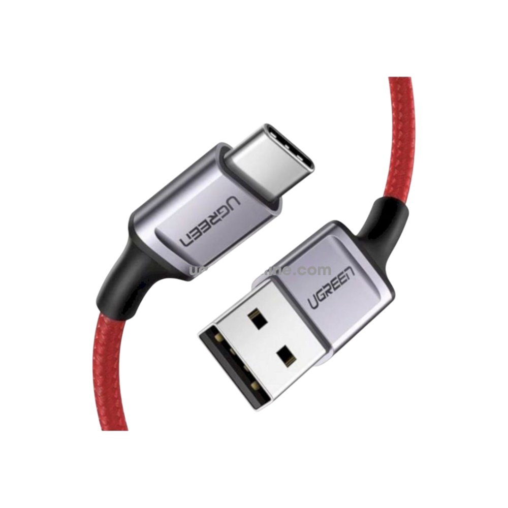 كابل يوجرين يو إس بي إلى تايب سي نايلون مضفر شحن سريع 6 أمبير موديل 20527 - أحمر