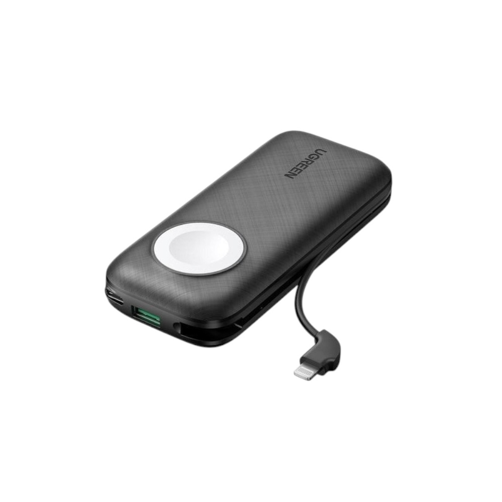 باور بانك يوجرين لاسلكي لساعة آبل مع كابل لايتنينج مدمج 10000 مللي أمبير موديل 90664 - أسود