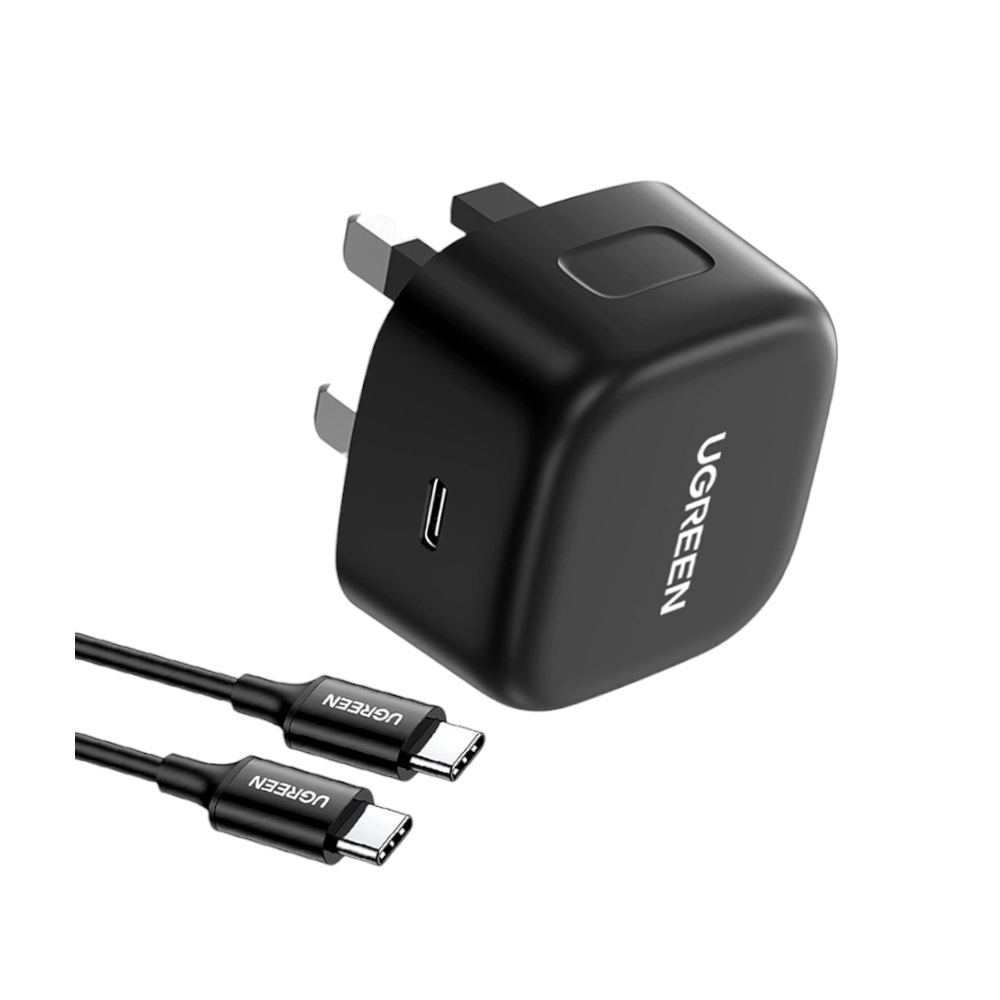 شاحن جداري يوجرين سريع 25 وات مع كابل يو اس بي سي إلى يو اس بي سي 2 متر موديل 50577 - أسود