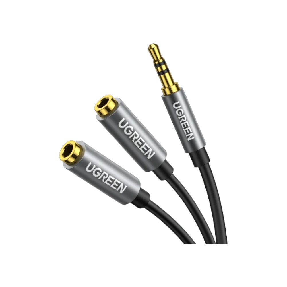 موزع سماعات يوجرين AUX مسمار إلى منفذين 3.5 مللم موديل 10739 - رمادي