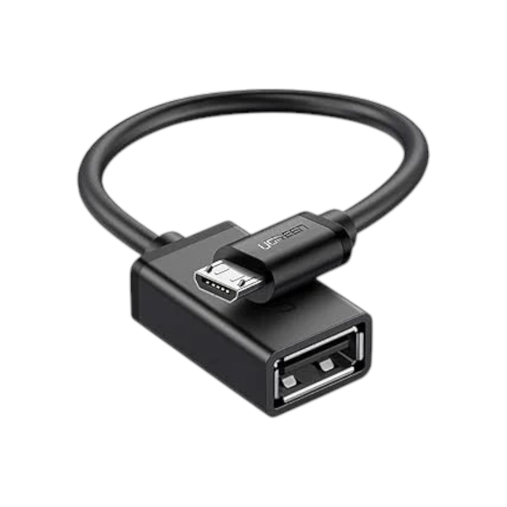 كابل محول يوجرين OTG من ميكرو USB إلى USB-A أنثى موديل 10396 - أسود