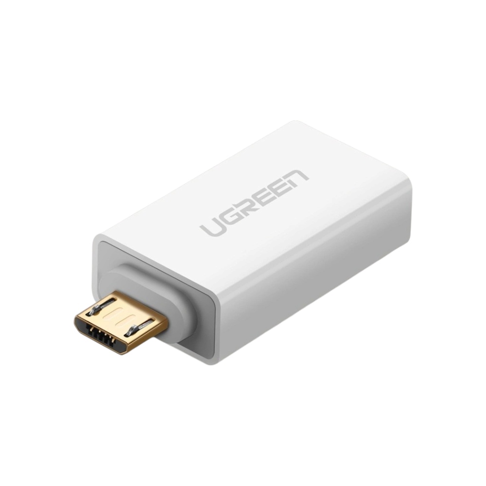 كابل محول يوجرين OTG من ميكرو USB إلى USB-A أنثى موديل 30529 - أبيض