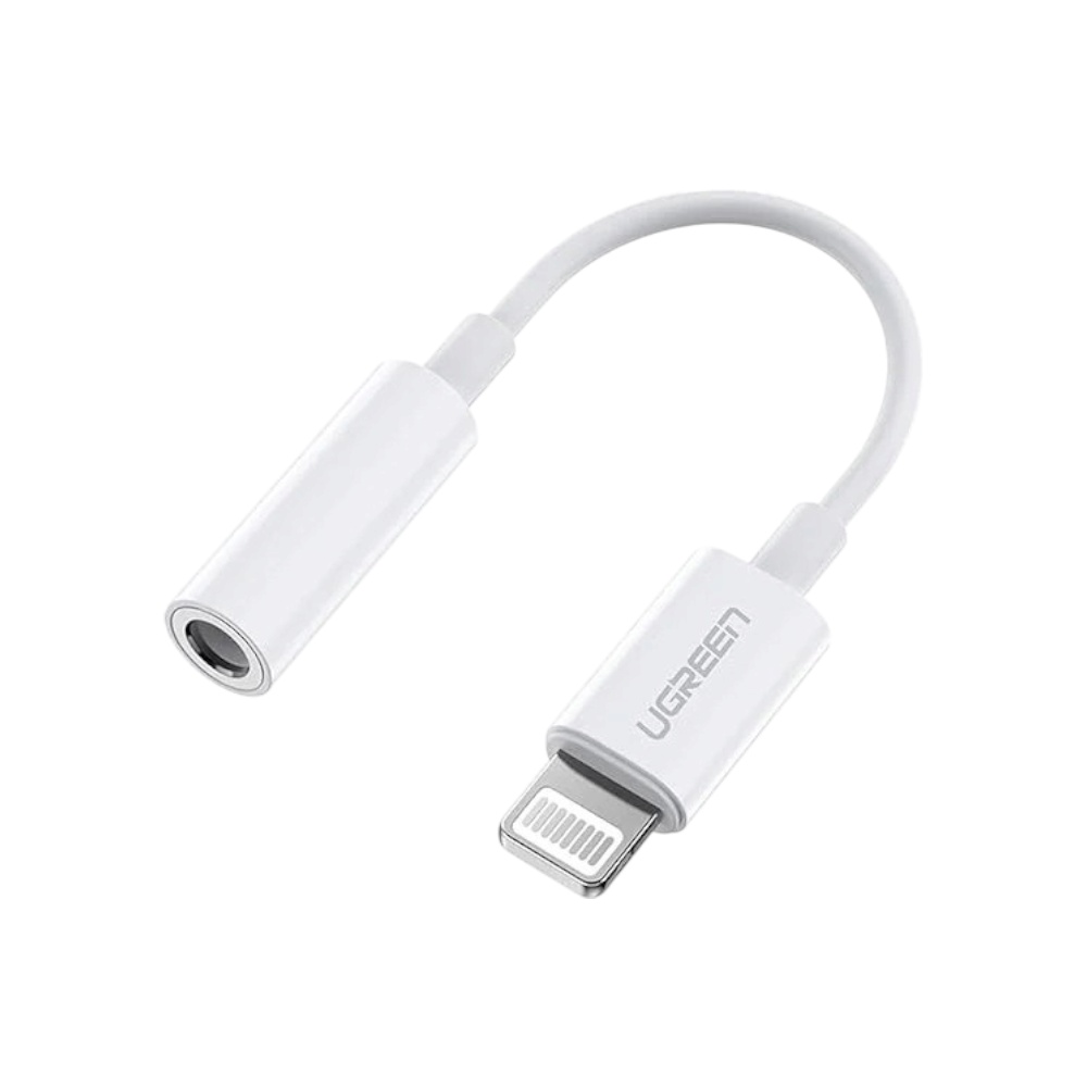 محول صوت يوجرين من لايتنينج إلى AUX أنثى 3.5 مللم معتمد من آبل موديل 30759 - أبيض