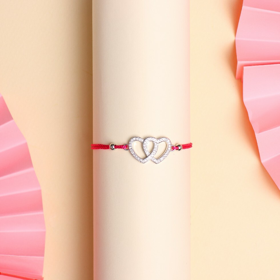 اسوارة خيط سحب زركون شكل قلبين