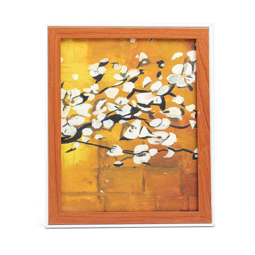 لوحة فنية لورد الياسمين رسم بألوان زيتية على ورق كانسون - مقاس A5