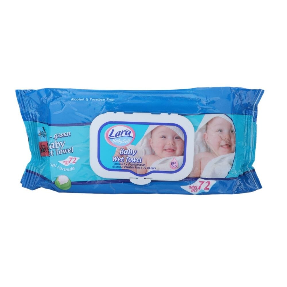 لارا مناديل مبللة فائقة النعومة للأطفال 72 قطعة -  أزق 