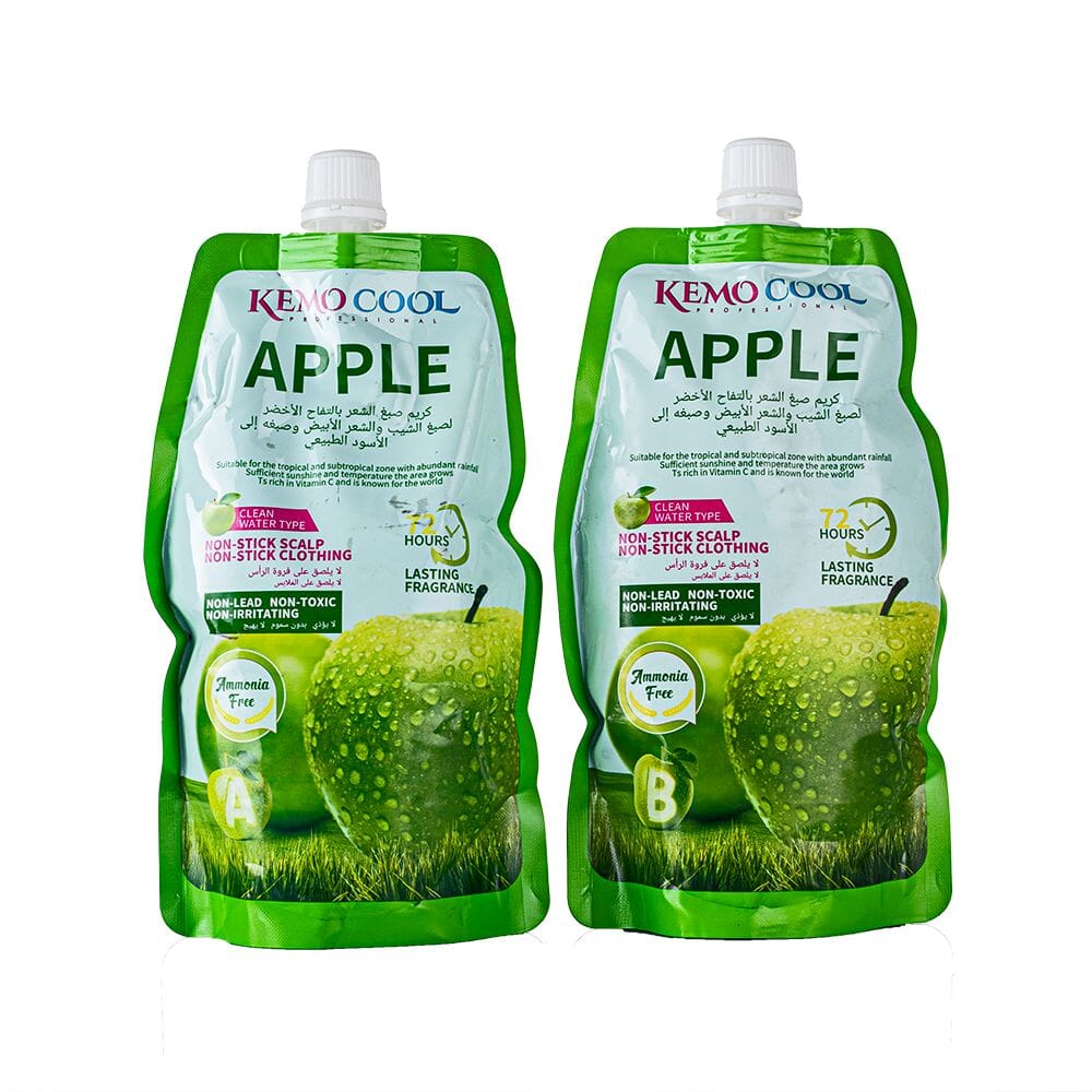 كيمو كول  مجموعة كريم صبغ الشعر بالتفاح الأخضر للشيب و الشعر الأبيض - أسود