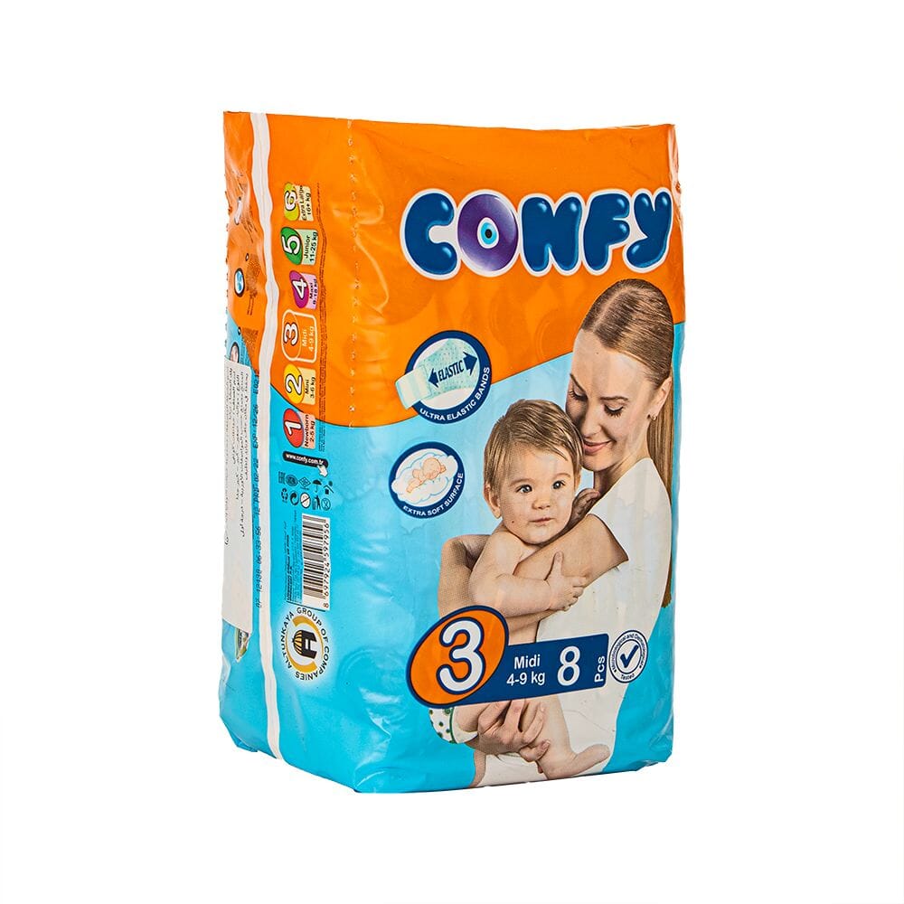 كونفي حفاضات أطفال مقاس وسط3 لوزن 4-9 كجم - 8 قطع
