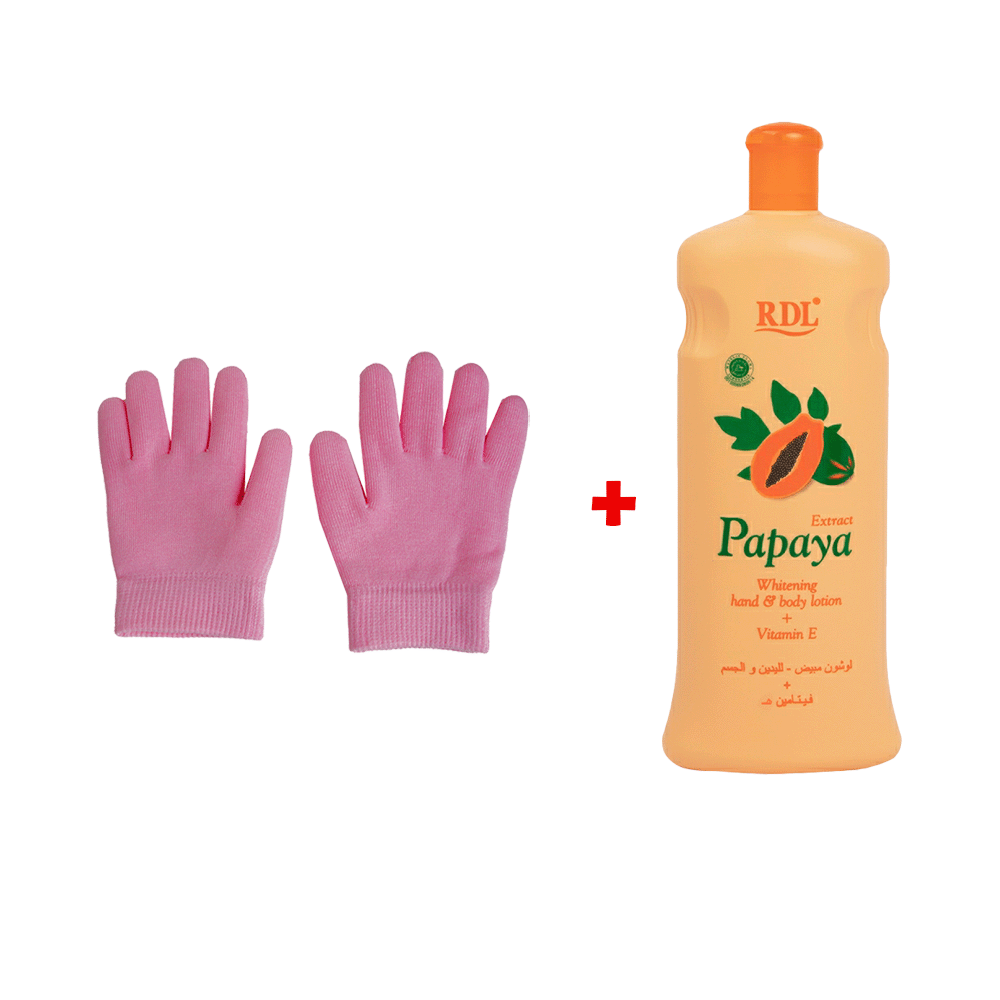 سبأ جل جلفز سيليكون مرطبة لليدين + لوشن آر دي إل تبييض اليدين والجسم بخلاصة البابايا 600 مل
