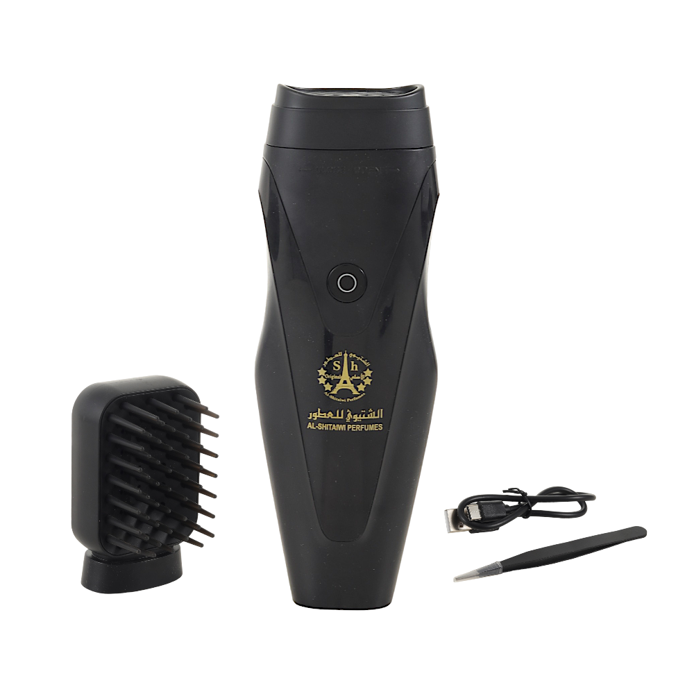 الشتيوي مبخرة شعر إلكترونية لاسلكية موديل MB2 مع فرشاة رأس و ملقط صغير 