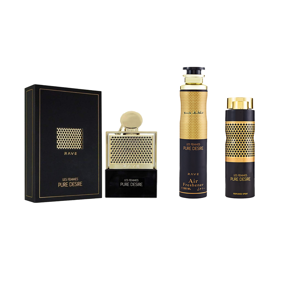 باكج ريف بيور ديزاير عطر رجالي 100مل +  معطر جسم للنساء 200مل + معطر جو منعش 300مل