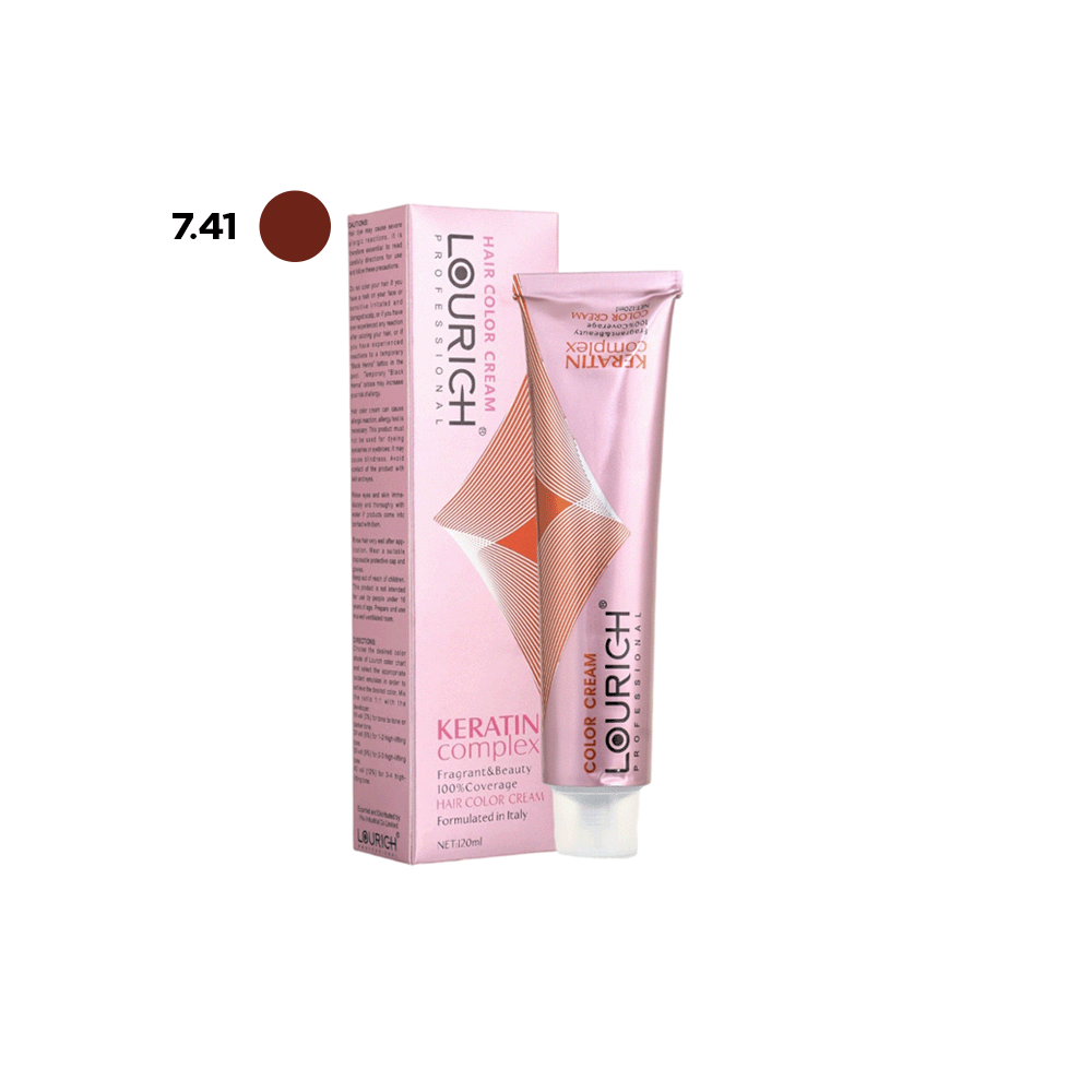  لوريتش صبغة شعر كريم كيراتين كومبليكس 120 مل  -  7.41 أشقر نحاسي متوسط 