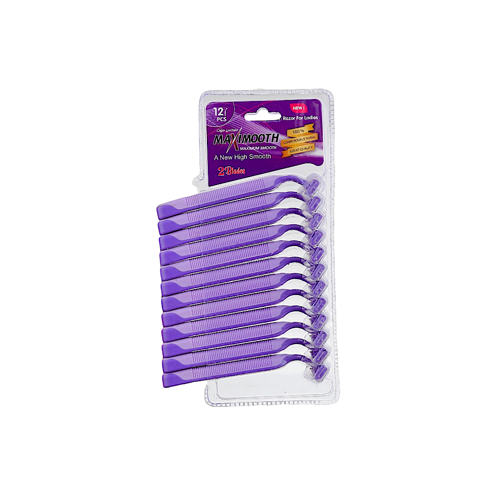 ماكس موث شفرات حلاقة نسائية ناعمة بشفرتين 12 قطعة