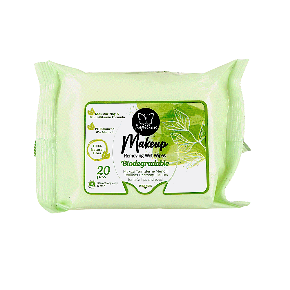 بابيليون مناديل إزالة مكياج قابلة للتحلل - 20 قطعة 