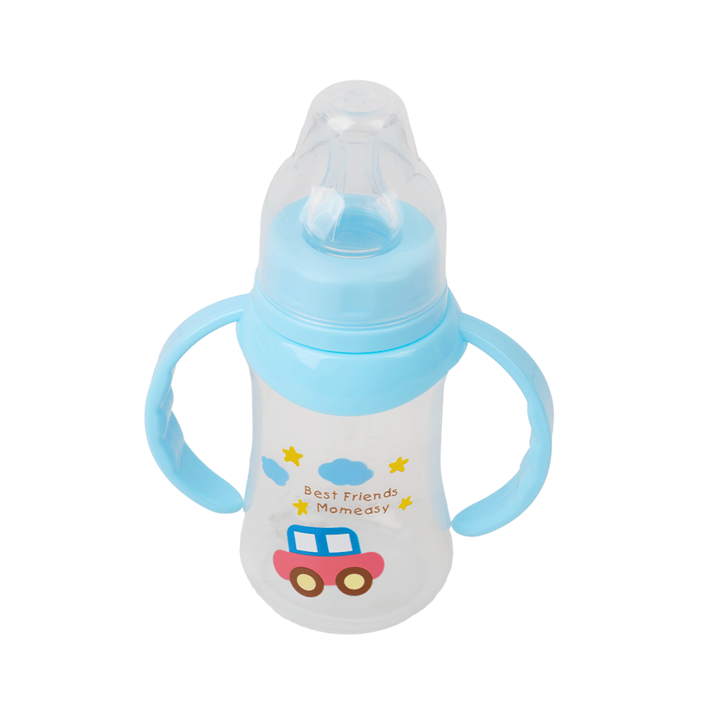 موم إيزي رضاعة حليب بلاستيكية بمقبض من الجهتين 150 مل - أزرق