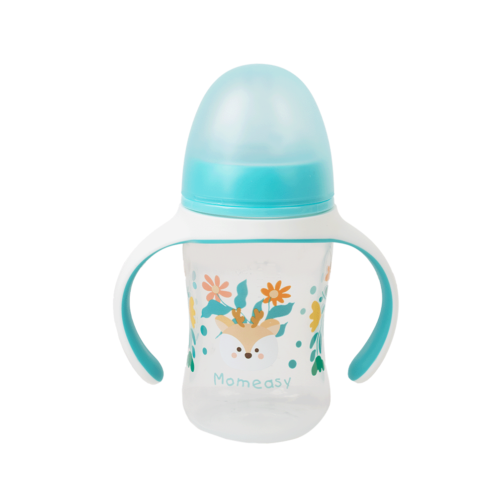 موم إيزي رضاعة حليب بلاستيكية بمقبض من الجهتين 210 مل - اخظر