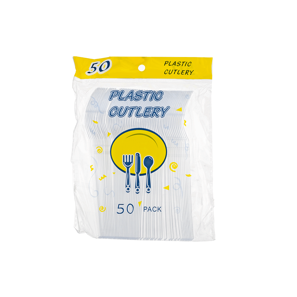 أمان ملاعق بلاستيكية بيضاء - 50 قطعة