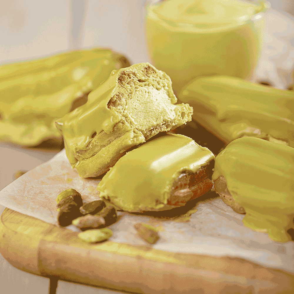 موكا حلوى اكلير بزبدة الفستق السائلة