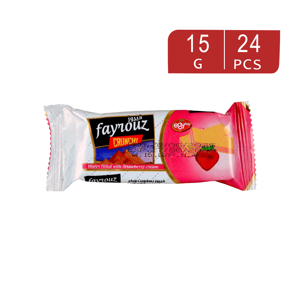 ويفر فيروز بحشوة كريمة الفراولة  15 جم  - 24 قطعة 