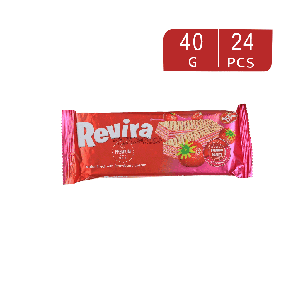 ويفر ريفيرا  محشو بكريمة الفراولة 40 جم  -24 قطعة