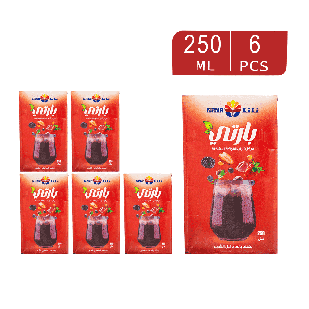 عصير نانا بارتي المركز بنكهة الفواكة المشكلة 250 مل - 6 حبات