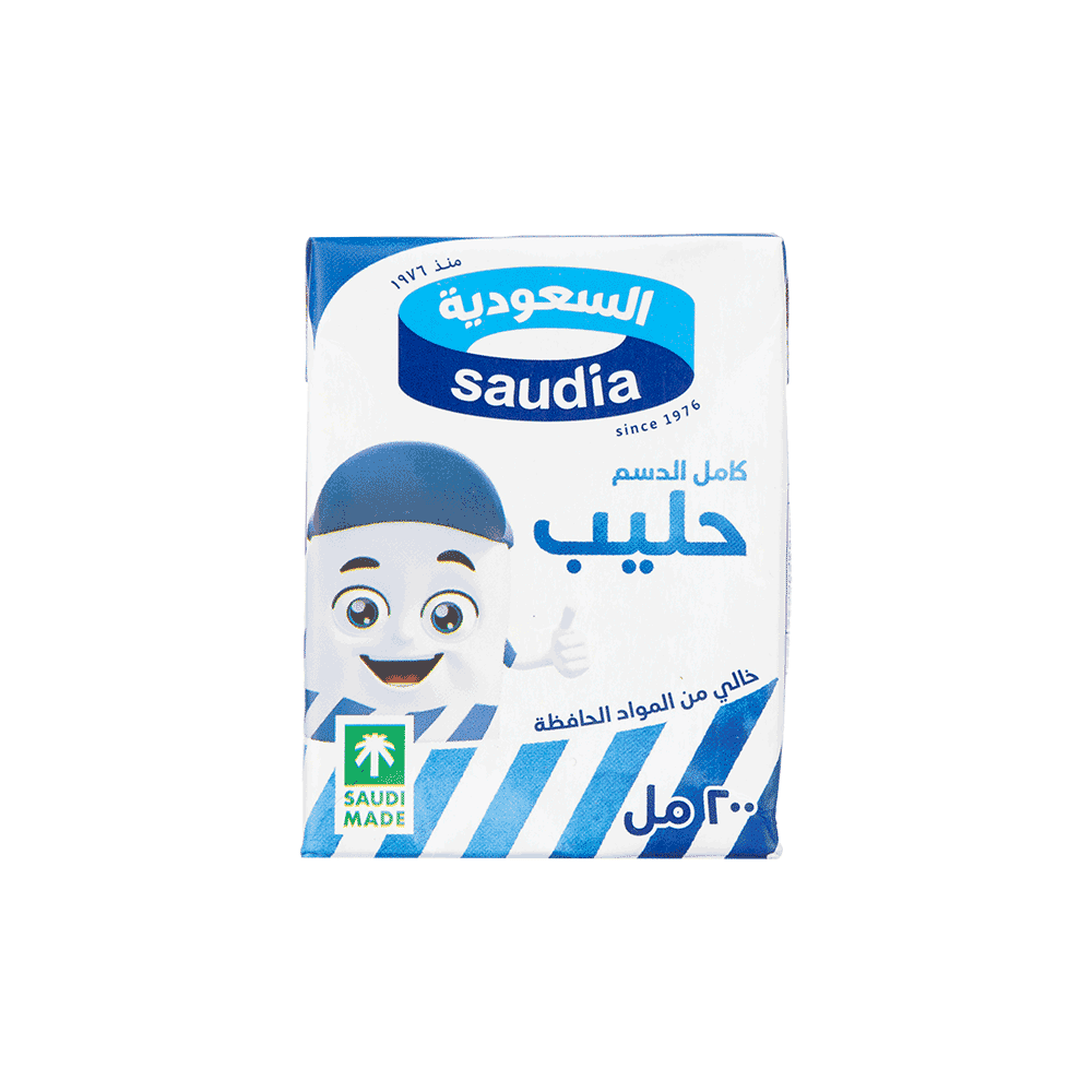 حليب السعودية كامل الدسم خالي من المواد الحافظة - 200 مل
