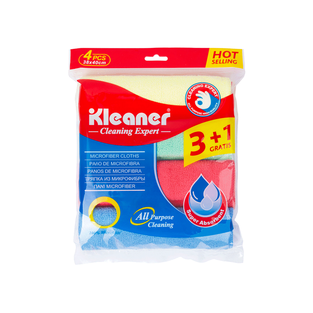 كلينر قطعة قماش للتنظيف الشامل ميكروفايبر - 4 قطع