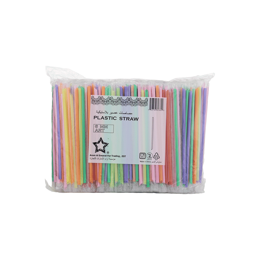 دراجون باك مصاصات عصير بلاستيكية ملونة 6 مم - 500 مصاصة