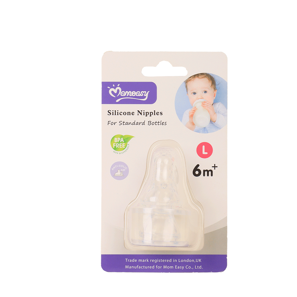 مام إيزي حلمة رضاعة سيلكون ذات عنق ضيق بحجم كبير - قطعتان