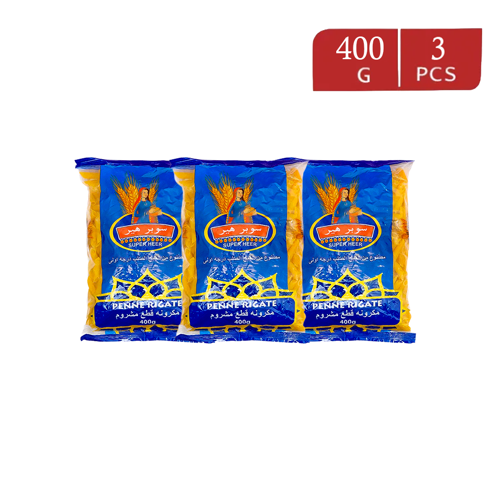 مكرونة سوبر هير قطع هلالية عالية الجودة - 400 جم × 3 حبات